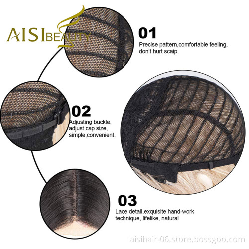 Aisi Beauty Vendor Cheap Party 26 Inch Long Straight Ombre Blonde Wig Swiss Lace Synthetic Hair For Black Women Lace Front Wig